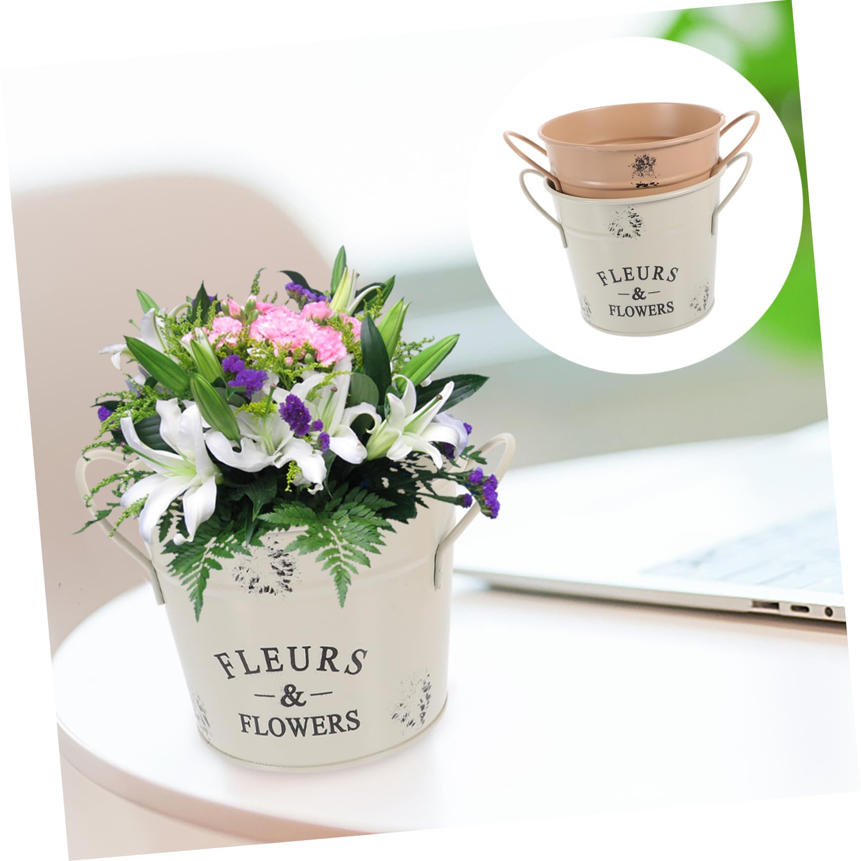 Amazon.co.jp: Generic 鉄製花桶 2個セット レトロデザイン – 多目的